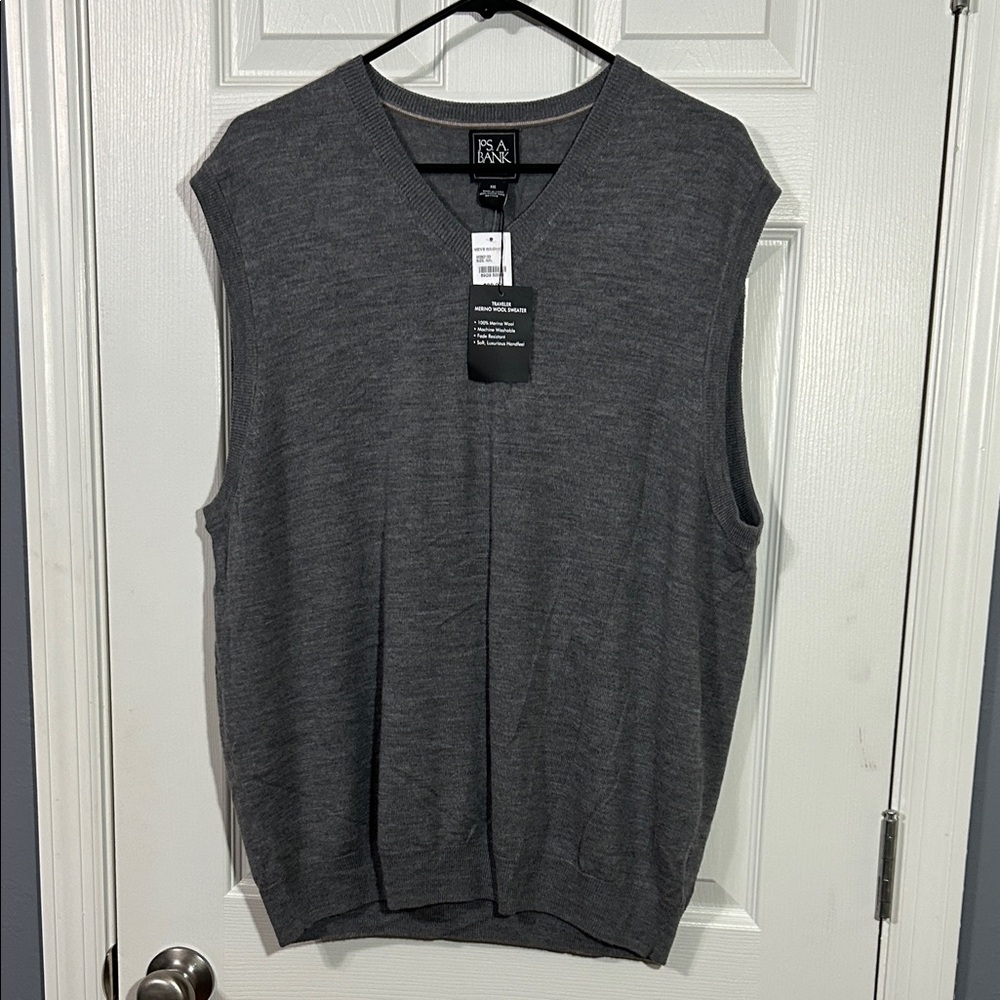 Jos. A. Bank Gray Merino Wool Traveler Sweater Vest Men’s Size XXL